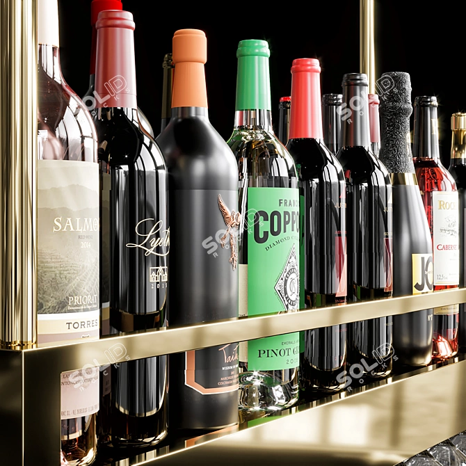 Modern Wine Shelf Storage Unit 3D model image 2