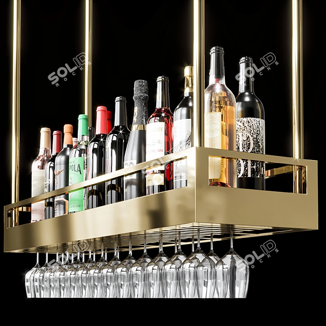 Modern Wine Shelf Storage Unit 3D model image 3