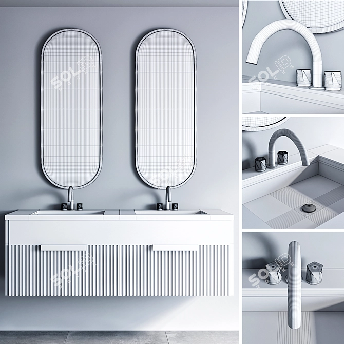 Modern Bathroom Furniture Set 3D model image 3