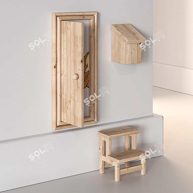 Enchanting Christmas Elf Door Set 3D model image 3