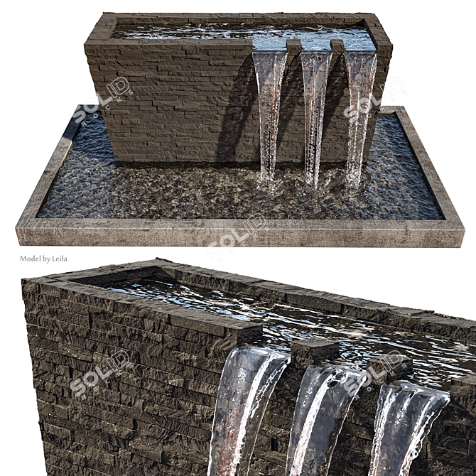 Cascade Rock Waterfall Fountains 3D model image 3