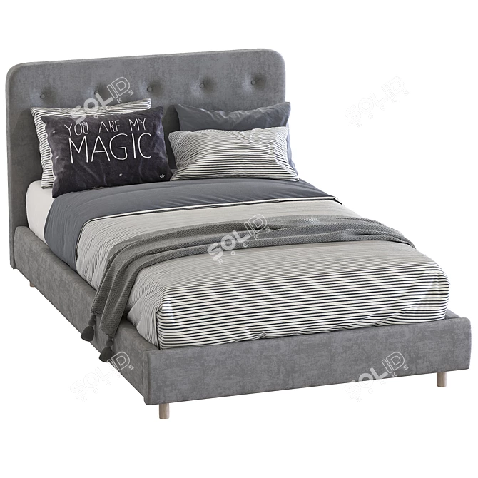 Elegance Tufted Upholstered Bed 3D model image 2