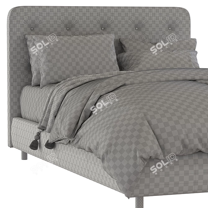 Elegance Tufted Upholstered Bed 3D model image 5