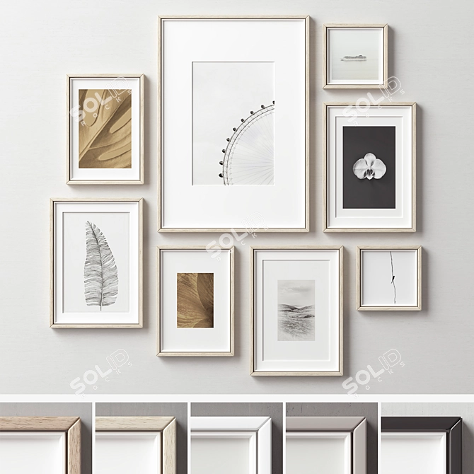 Elegant Wood Picture Frames 3D model image 1