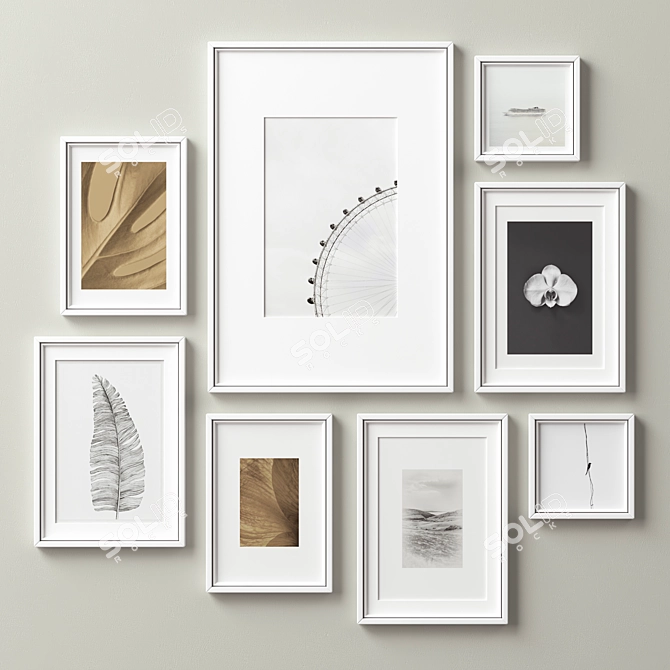 Elegant Wood Picture Frames 3D model image 4