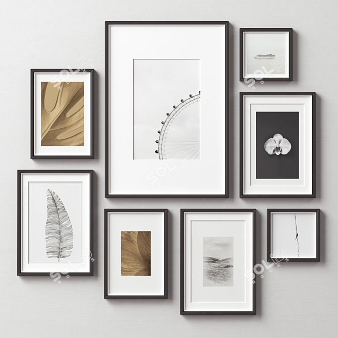 Elegant Wood Picture Frames 3D model image 7