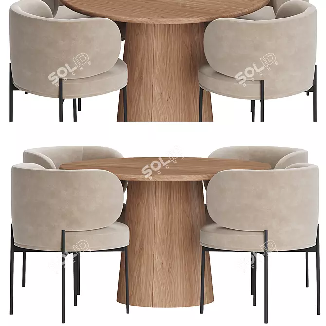 Elegant Akiko Dining Set 3D model image 1