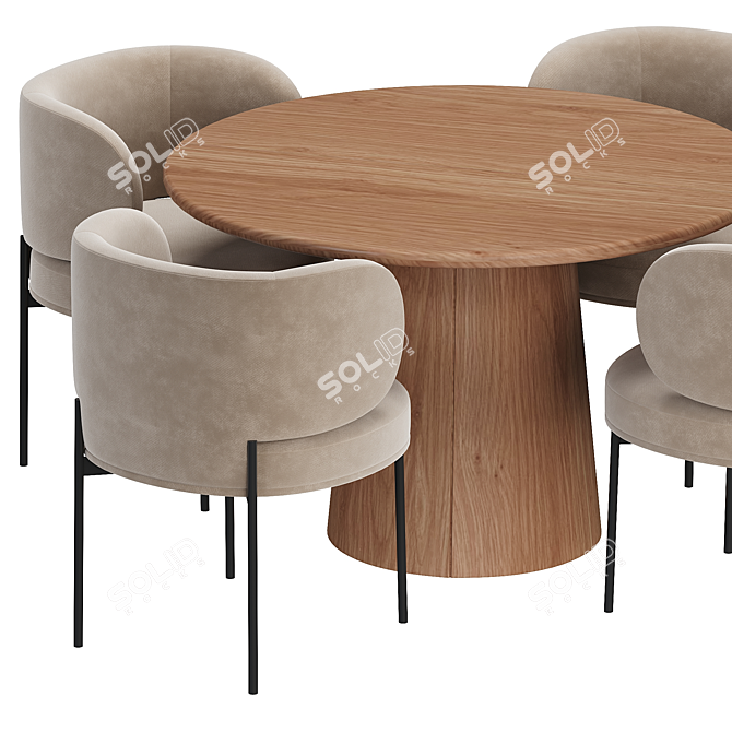 Elegant Akiko Dining Set 3D model image 3