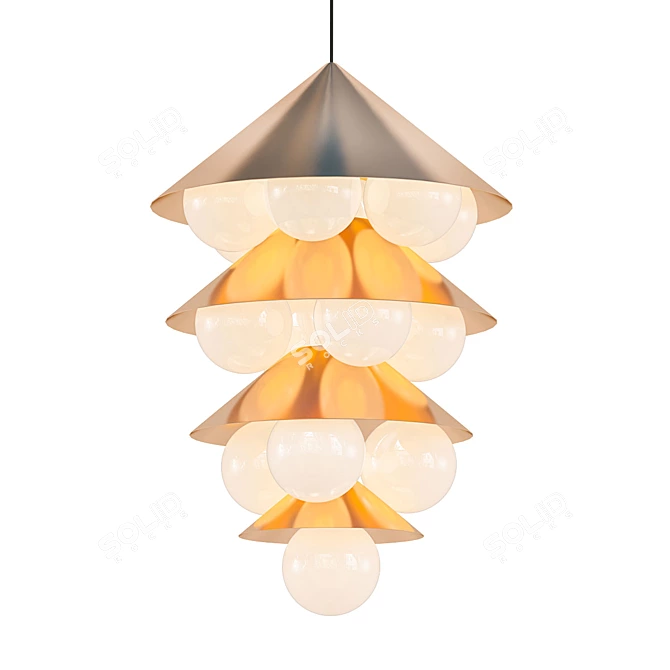 Sleek Brass Nonla Chandelier 3D model image 1