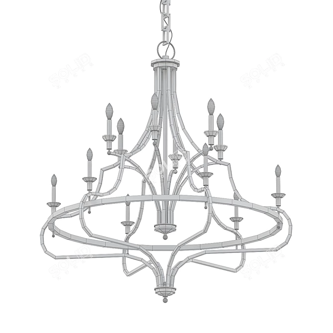 Elegant Shields 12-Light Chandelier 3D model image 2