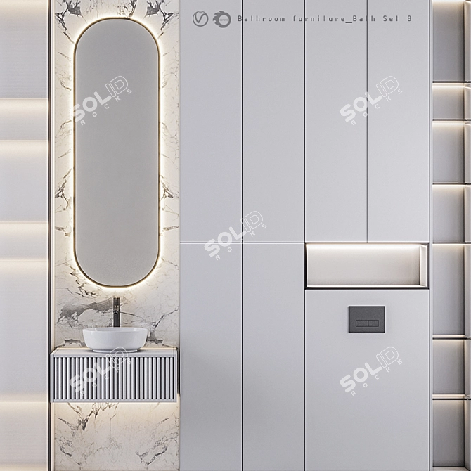 Modern Bathroom Furniture Set 3D model image 4