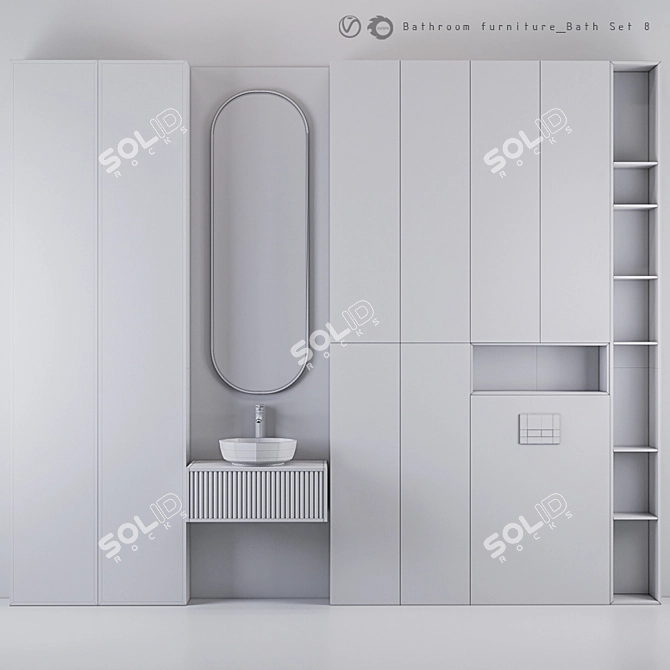 Modern Bathroom Furniture Set 3D model image 5