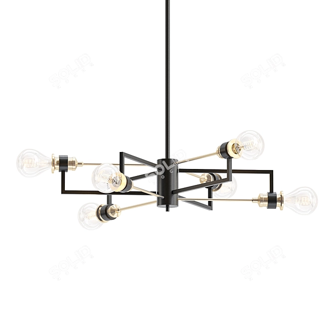 Sleek Sputnik 6-Light Linear Chandelier 3D model image 1