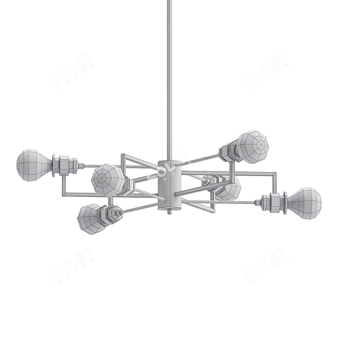 Sleek Sputnik 6-Light Linear Chandelier 3D model image 2