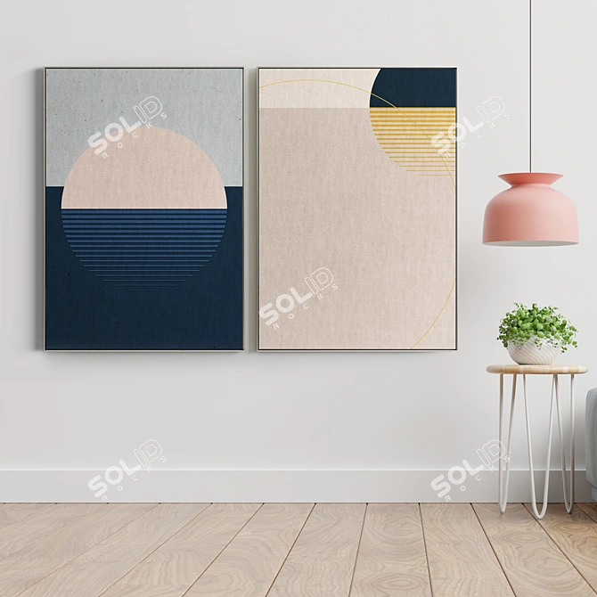 Elegant Frames Collection: Set of 2 Paintings, 5 Materials, 100 x 70 cm 3D model image 5