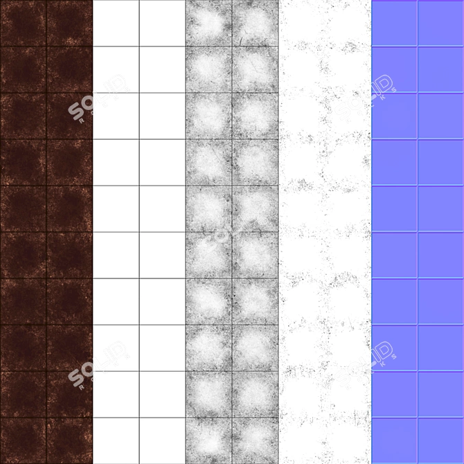 Vintage Rusty Mirror Tiles 3D model image 3