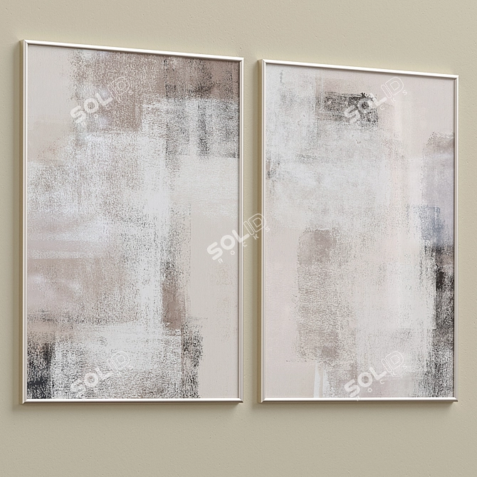 Boho Minimalist Framed Print Set 3D model image 3