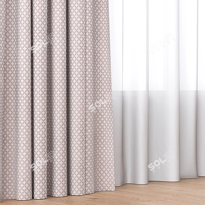 Modern Velvet Curtains with Pattern 3D model image 2