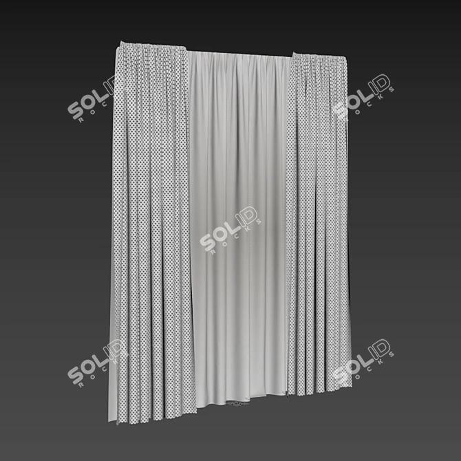 Modern Velvet Curtains with Pattern 3D model image 5