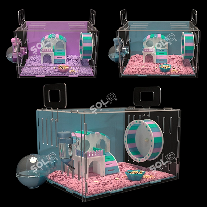 Hamster Cage: Spacious and Stylish 3D model image 1