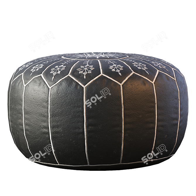 Vintage Moroccan Round Pouf: Elegant and Timeless 3D model image 2