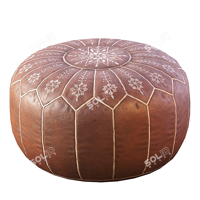 Vintage Moroccan Round Pouf: Elegant and Timeless 3D model image 4