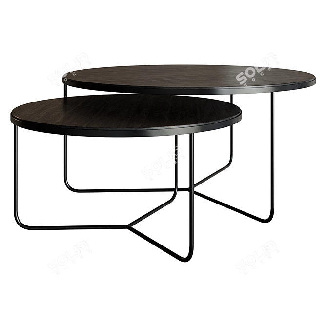 Minimalist Steel Coffee Table Set 3D model image 2