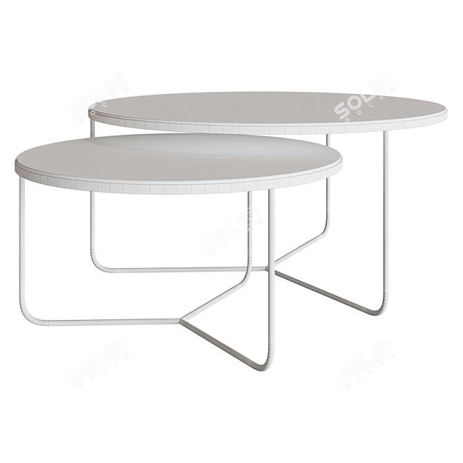 Minimalist Steel Coffee Table Set 3D model image 3