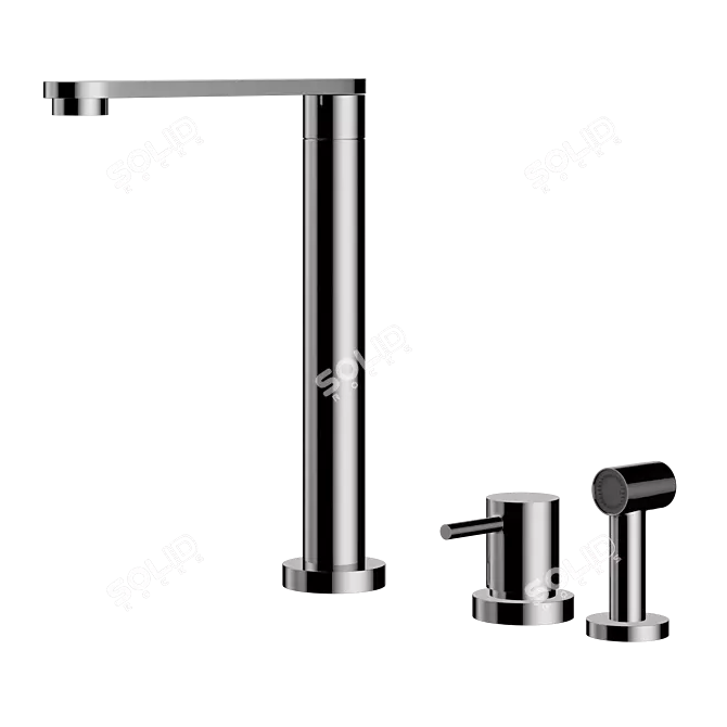 Quadro Brass Mixer: 360° Swivel Spout 3D model image 1