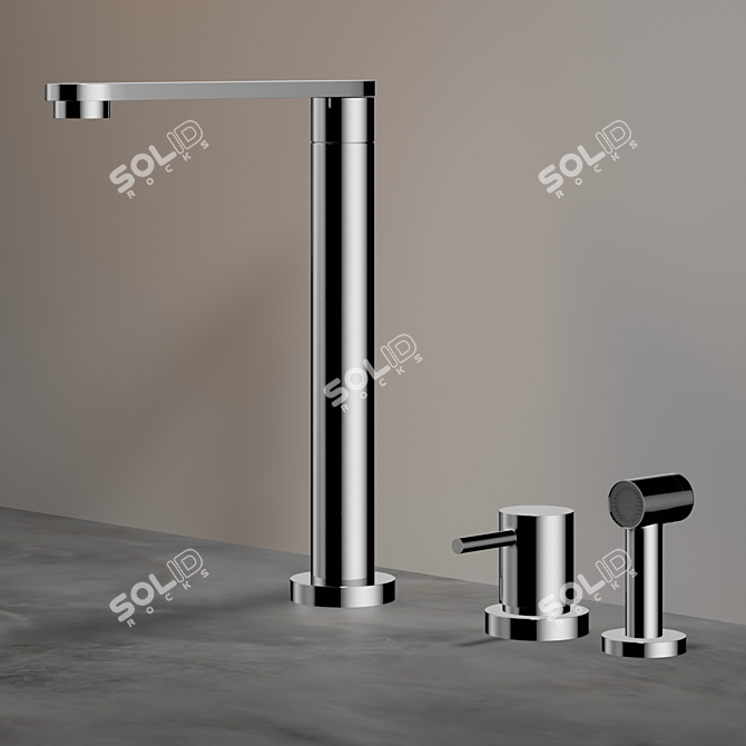 Quadro Brass Mixer: 360° Swivel Spout 3D model image 2