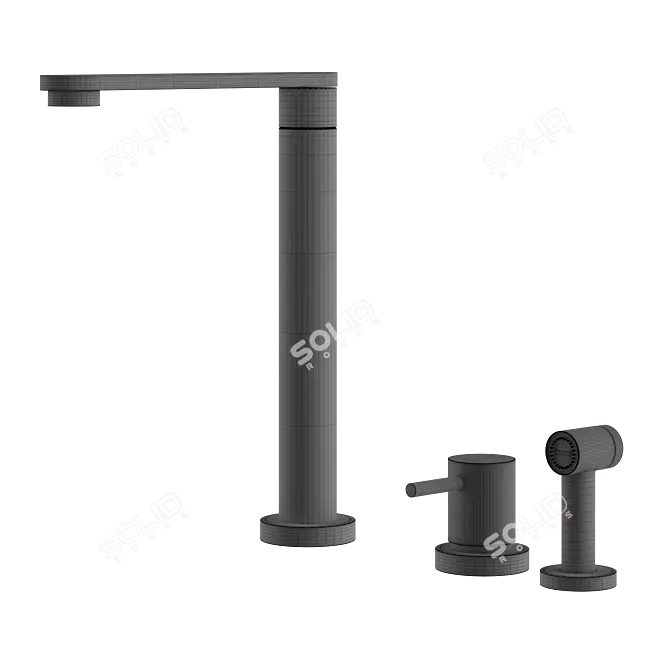 Quadro Brass Mixer: 360° Swivel Spout 3D model image 3