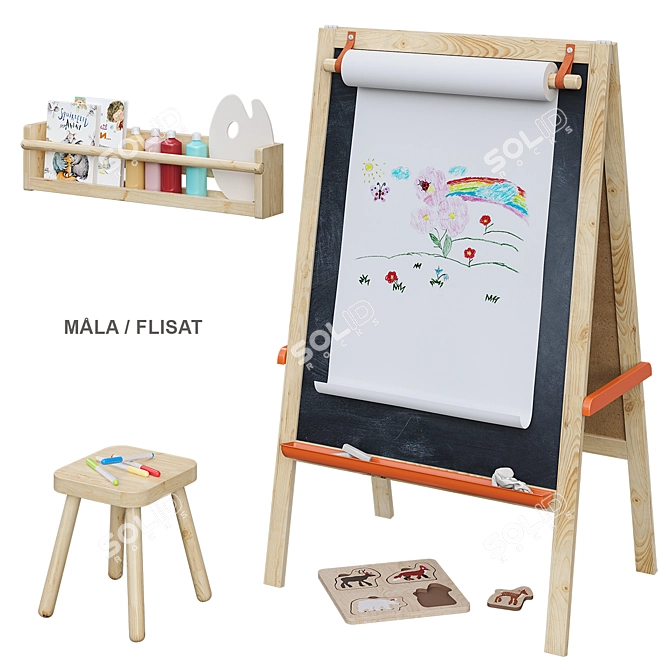 MÅLA/FLISAT IKEA Easel Combo: Perfect for Creativity 3D model image 1