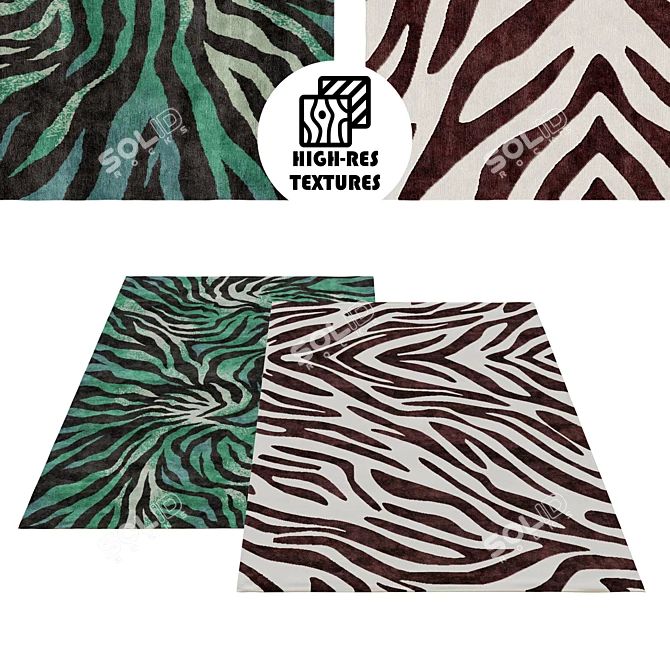 Wildlife Irregular Rug Set 3D model image 1