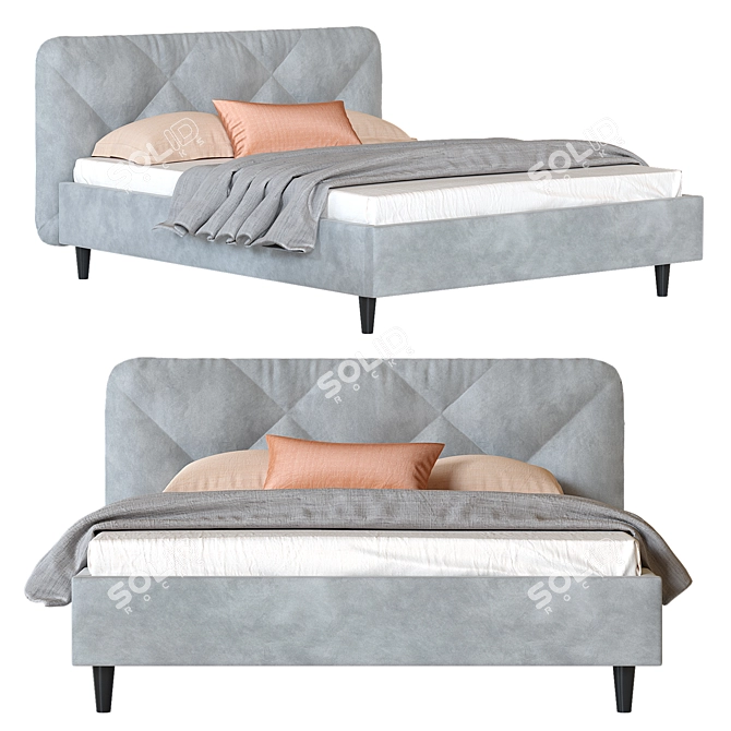 Velvet Gray Vesmar 160 Bed 3D model image 1