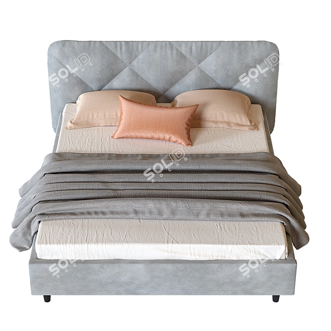 Velvet Gray Vesmar 160 Bed 3D model image 2