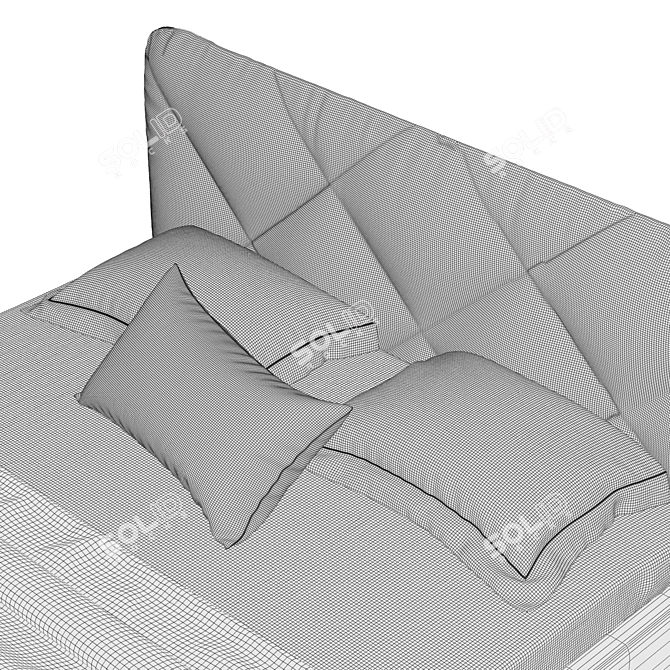 Velvet Gray Vesmar 160 Bed 3D model image 5