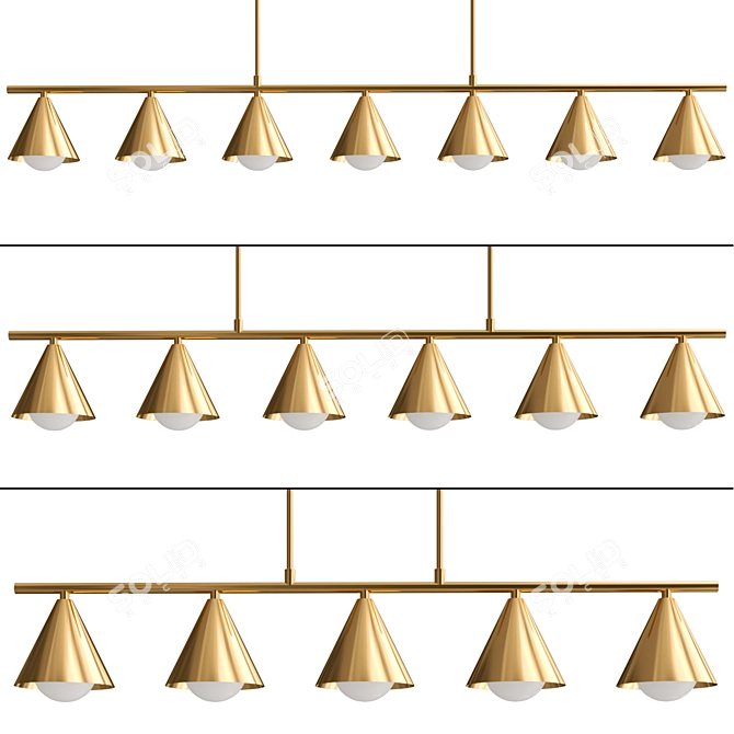 Luminaire Collection: JENSY Slatted Brass Shades 3D model image 1