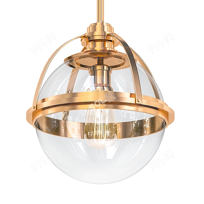 Aged Brass Industrial Pendant 3D model image 1