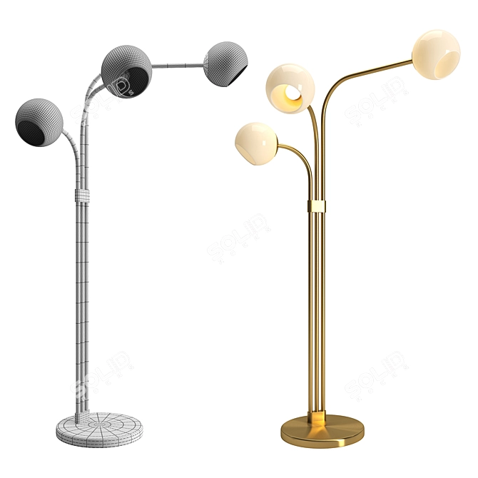 Staggered Glass Adjustable Floor Lamp 3D model image 2