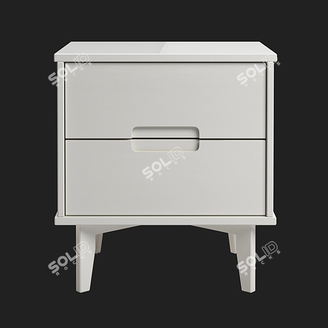 Modern Solid Wood Nightstand with 2 Drawers 3D model image 2