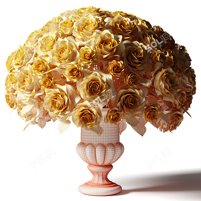 Classic Glass Vase Bouquet 3D model image 2