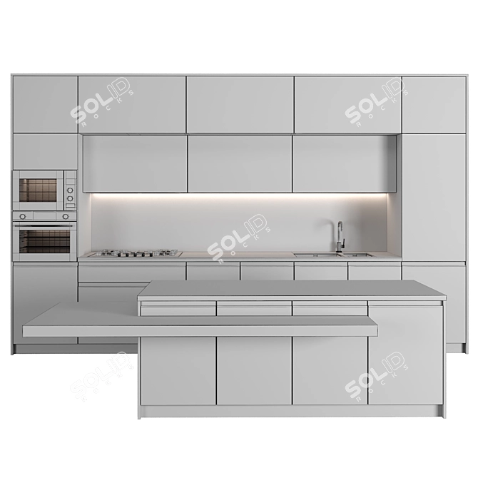 Sleek Marble Kitchen Island 3D model image 6