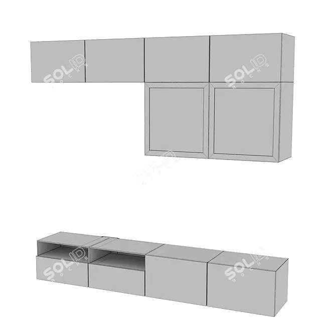 Sleek Besto TV Cabinet with Glass Doors 3D model image 2