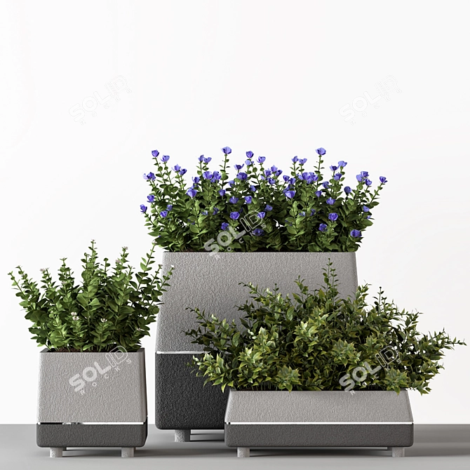 Title: Concrete Pot Outdoor Bushes 3D model image 1