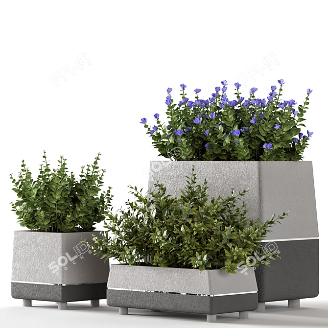 Title: Concrete Pot Outdoor Bushes 3D model image 3