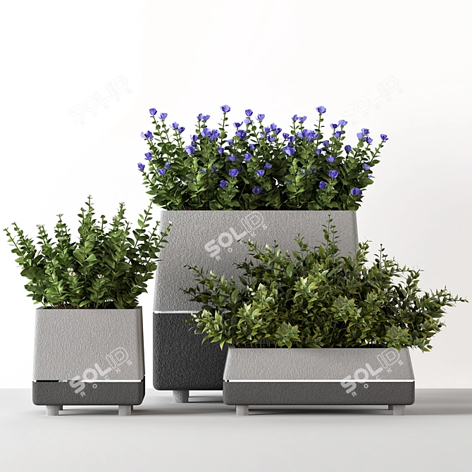 Title: Concrete Pot Outdoor Bushes 3D model image 6