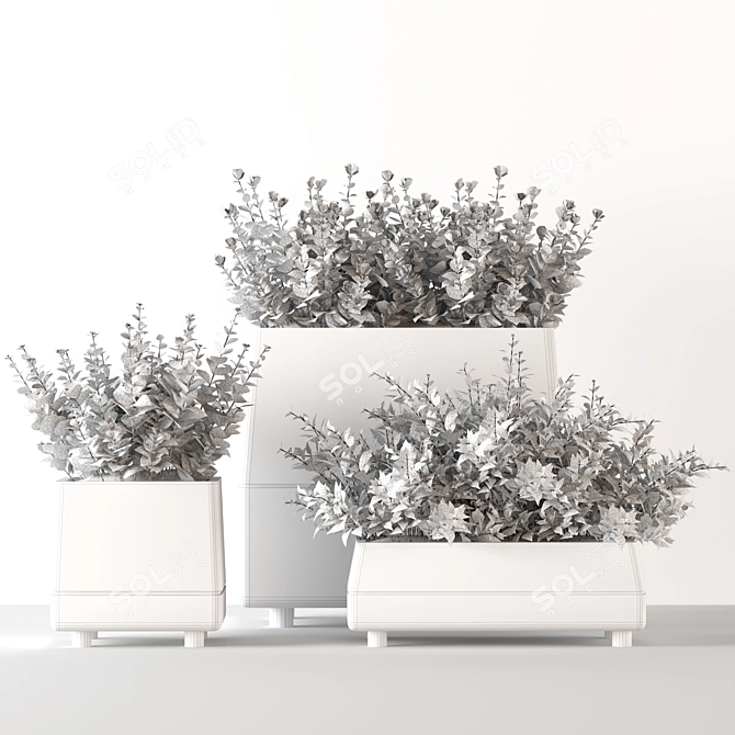 Title: Concrete Pot Outdoor Bushes 3D model image 8