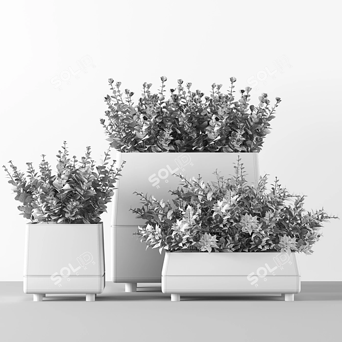 Title: Concrete Pot Outdoor Bushes 3D model image 11