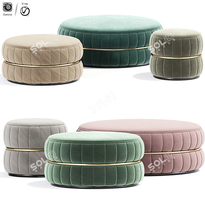 Trendy Lilo Ottoman: Stylish Fabric Pouf 3D model image 1