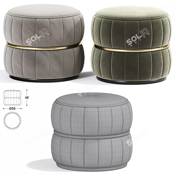 Trendy Lilo Ottoman: Stylish Fabric Pouf 3D model image 2